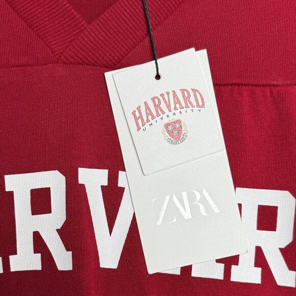 NWT ZARA X HARVARD UNIVERSITY CREW TEE COLLAB DARK BURGUNDY FALL PREPSTER MEDIUM - Picture 3 of 6